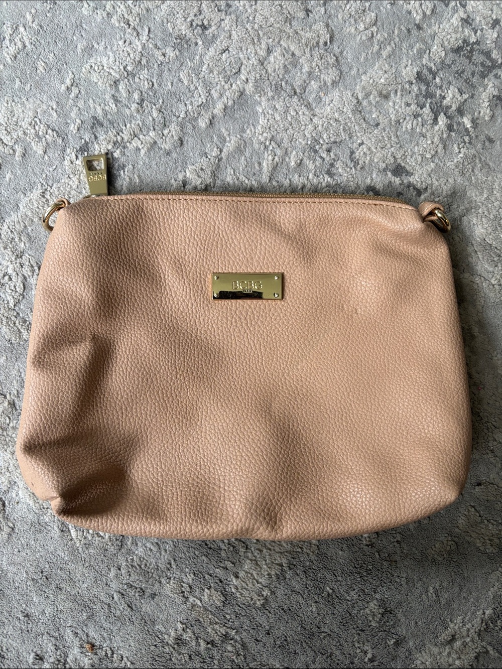 BCBG Blush Pebbled Leather Crossbody with Gold Plate